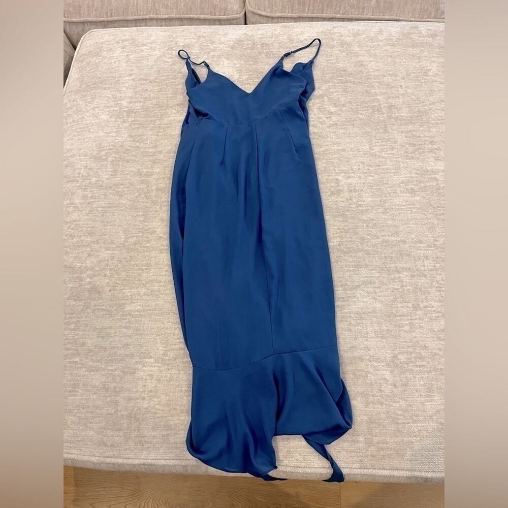 Lulus Manhattan Moment Blue Ruffled Midi Wrap Dress XS - Picture 5 of 5